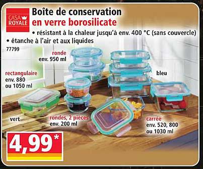 Boîte de conservation en verre borosilicate
