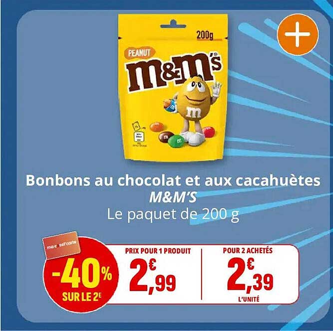 Bonbons au chocolat et aux cacahuètes M&M’S Le paquet de 200 g