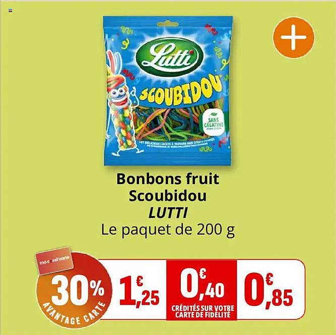 Bonbons fruit Scoubidou LUTTI Le paquet de 200 g