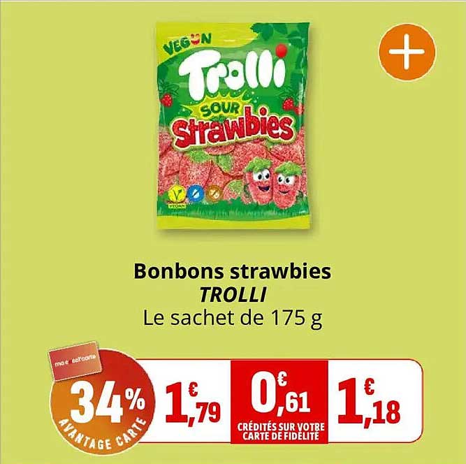 Bonbons strawberries TROLLI Le sachet de 175 g