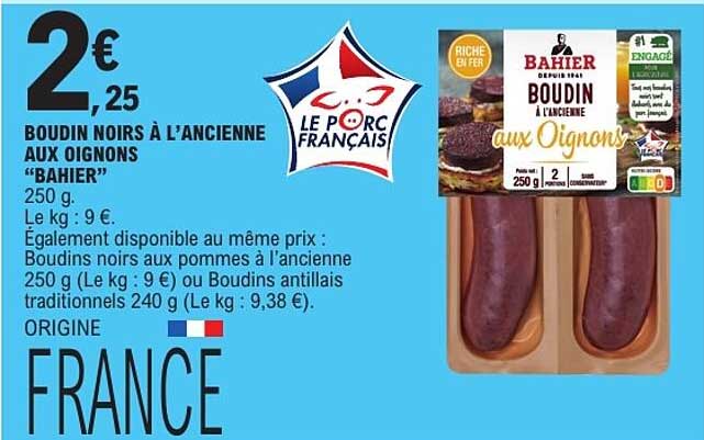 BOUDIN NOIRS À L'ANCIENNE AUX OIGNONS “BAHIER”