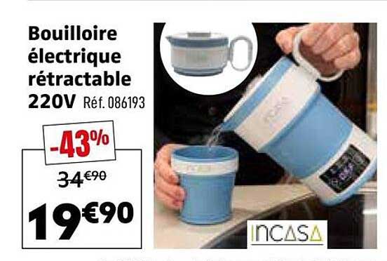 Bouilloire électrique rétractable 220V Réf. 086193