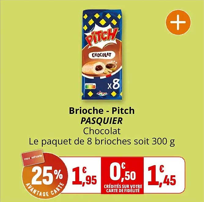Brioche - Pitch PASQUIER Chocolat Le paquet de 8 brioches soit 300 g