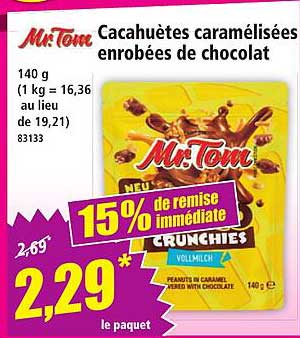 Cacahuètes caramélisées enrobées de chocolat Mr.Tom