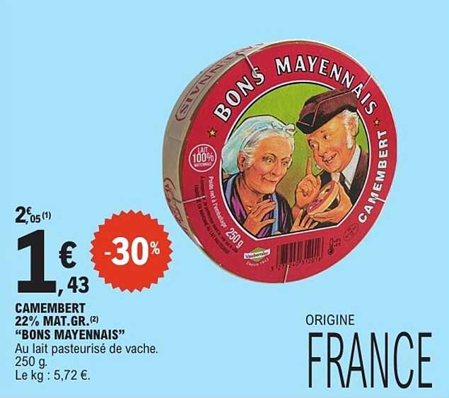 CAMEMBERT 22% MAT.GR. “BONS MAYENNAIS”