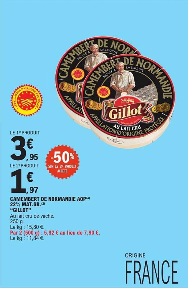 CAMEMBERT DE NORMANDIE AOP 22% MAT.GR. “GILLOT”