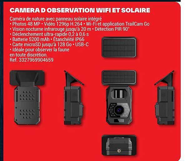 CAMERA D OBSERVATION WIFI ET SOLAIRE
