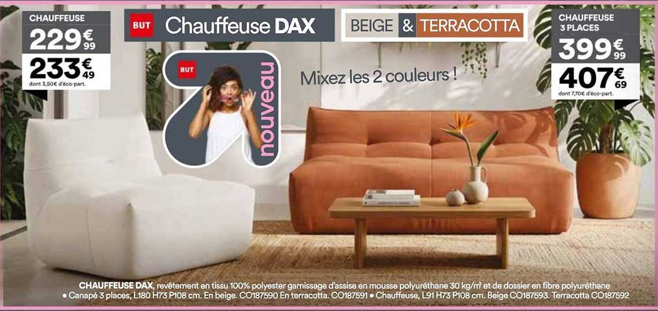 Chauffeuse DAX BEIGE & TERRACOTTA
