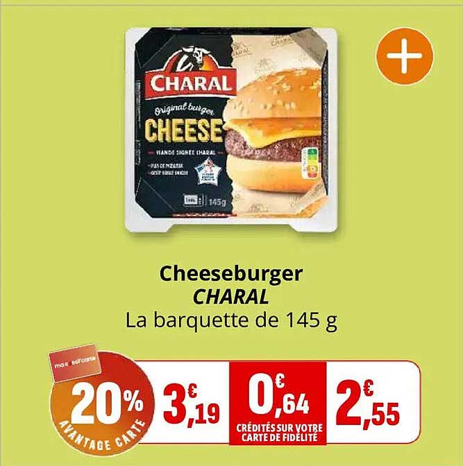 Cheeseburger CHARAL La barquette de 145 g