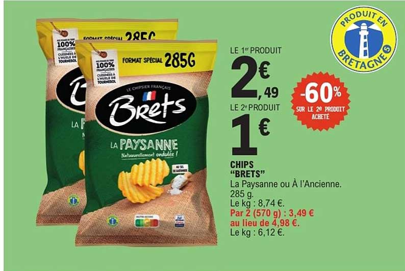 CHIPS “BRETS” La Paysanne ou À l’Ancienne. 285 g.