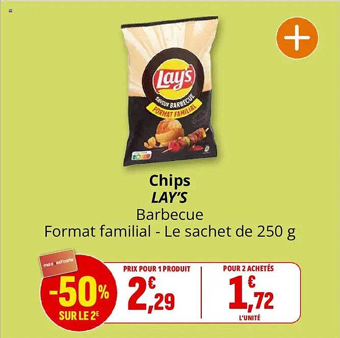 Chips LAY'S Barbecue Format familial - Le sachet de 250 g