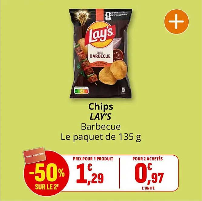 Chips LAY'S Barbecue Le paquet de 135 g