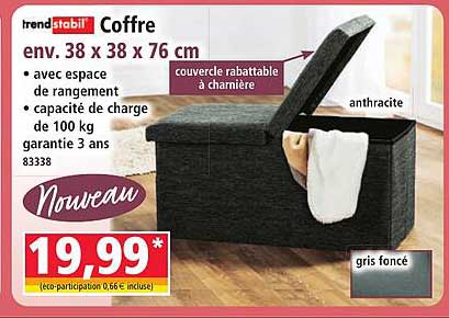Coffre env. 38 x 38 x 76 cm