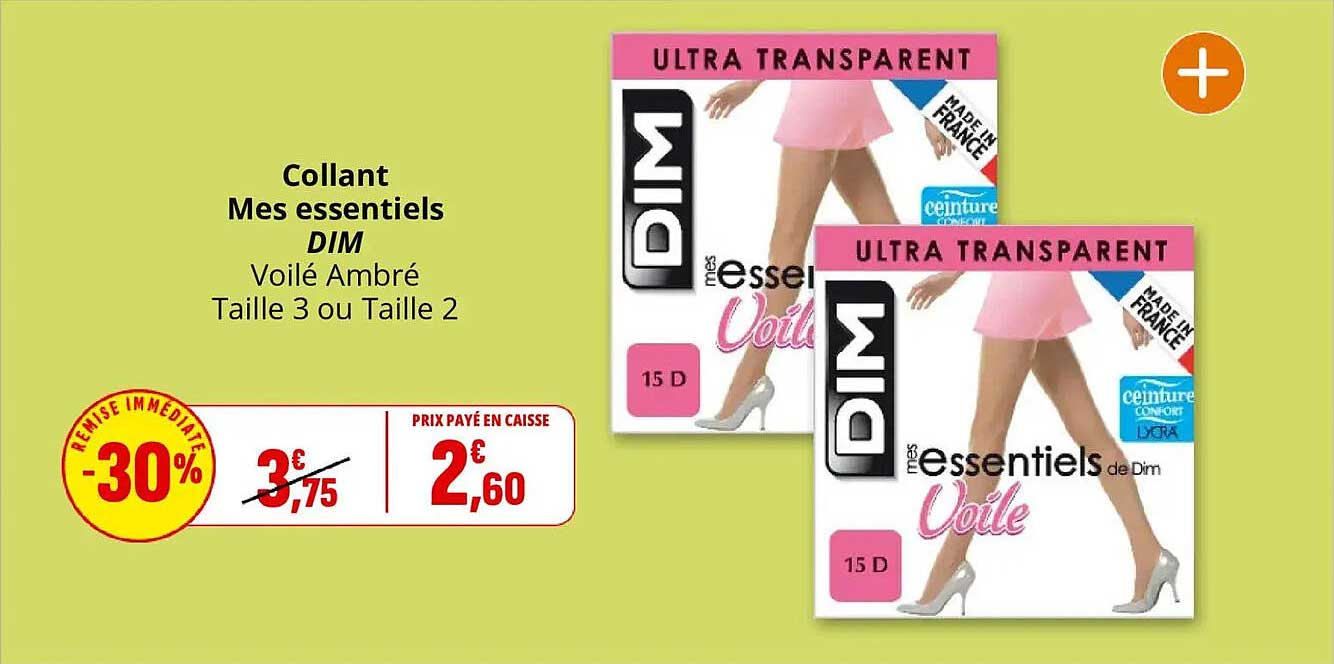 Collant Mes essentiels DIM Voilé Ambré Taille 3 ou Taille 2