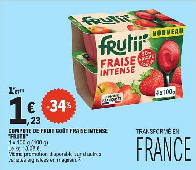 COMPOTE DE FRUIT GOÛT FRAISE INTENSE "FRUTTI"