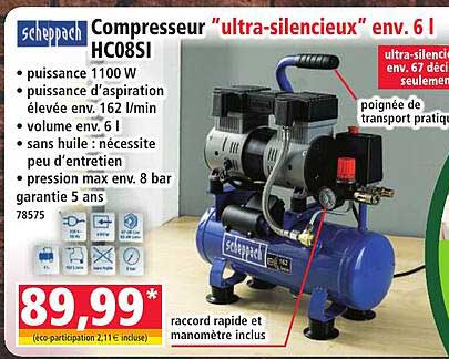 Compresseur "ultra-silencieux" env. 6 l HC08SI