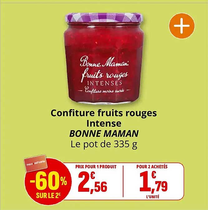 Confiture fruits rouges Intense BONNE MAMAN Le pot de 335 g