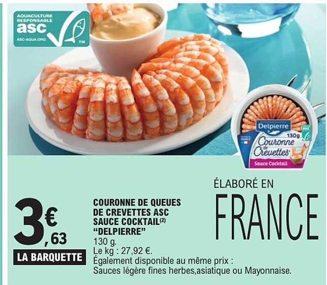 COURONNE DE QUEUES DE CREVETTES ASC SAUCE COCKTAIL(2) “DELPIERRE”