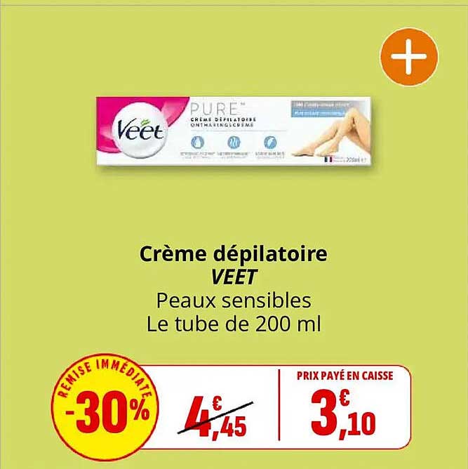 Crème dépilatoire VEET Peaux sensibles Le tube de 200 ml