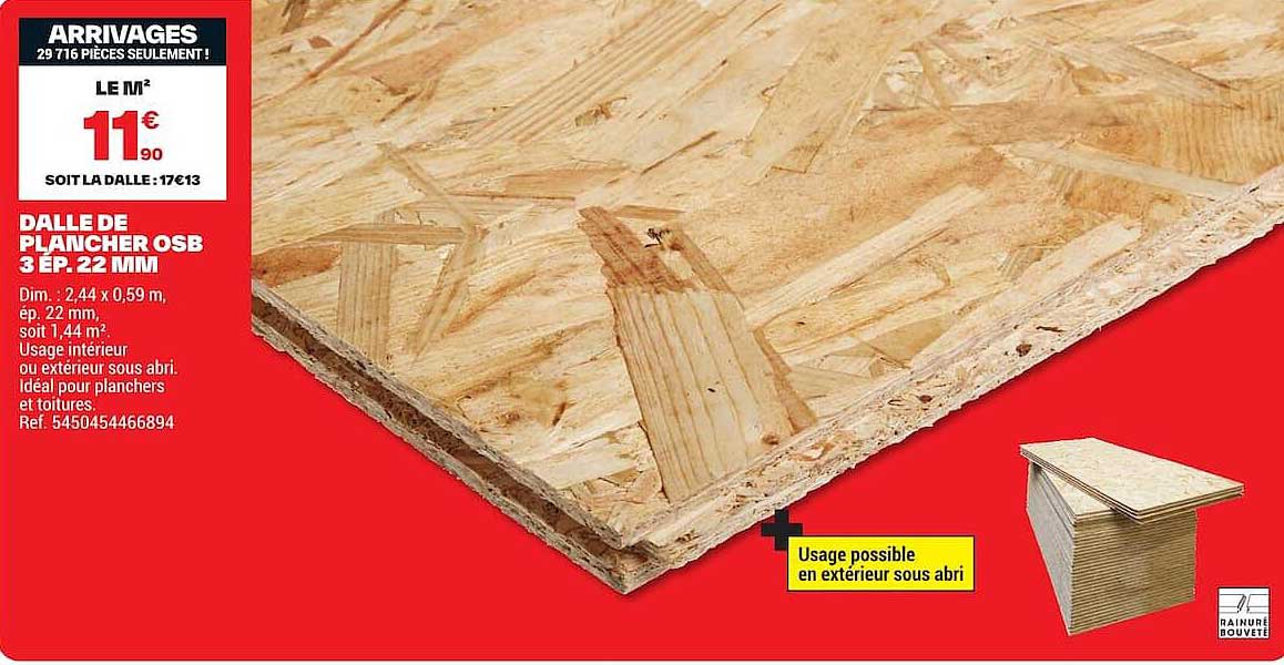 DALLE DE PLANCHER OSB 3 EP. 22 MM
