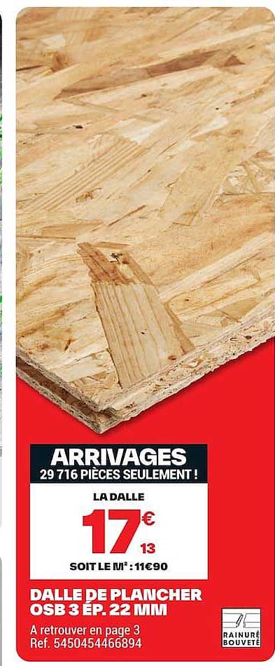 DALLE DE PLANCHER OSB 3 EP. 22 MM
