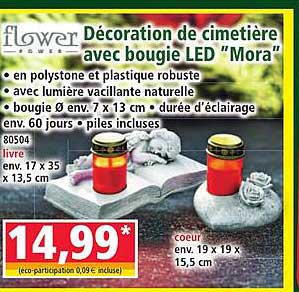 Décoration de cimetière avec bougie LED "Mora"