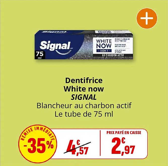 Dentifrice White now SIGNAL Blacheur au charbon actif Le tube de 75 ml