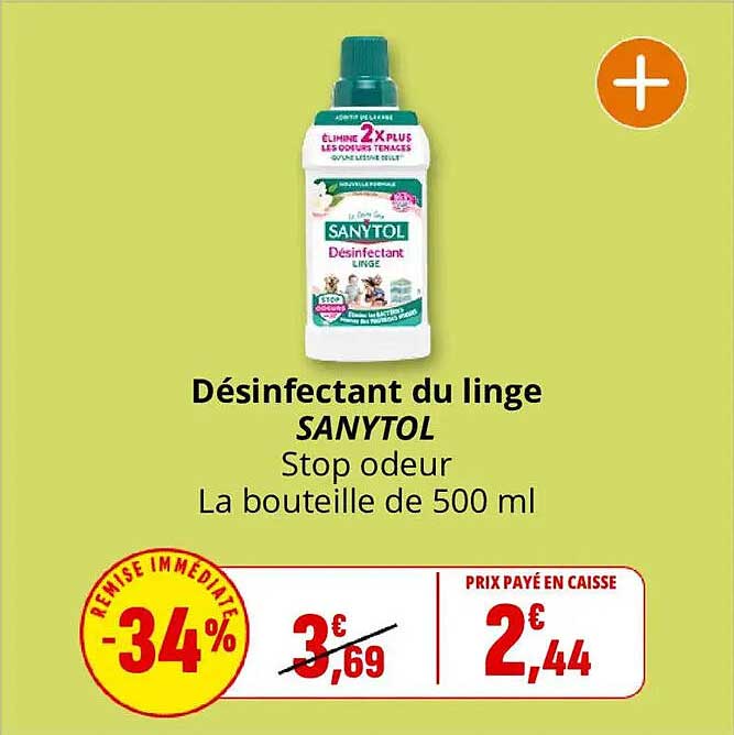 Désinfectant du linge SANYTOL Stop odeur La bouteille de 500 ml