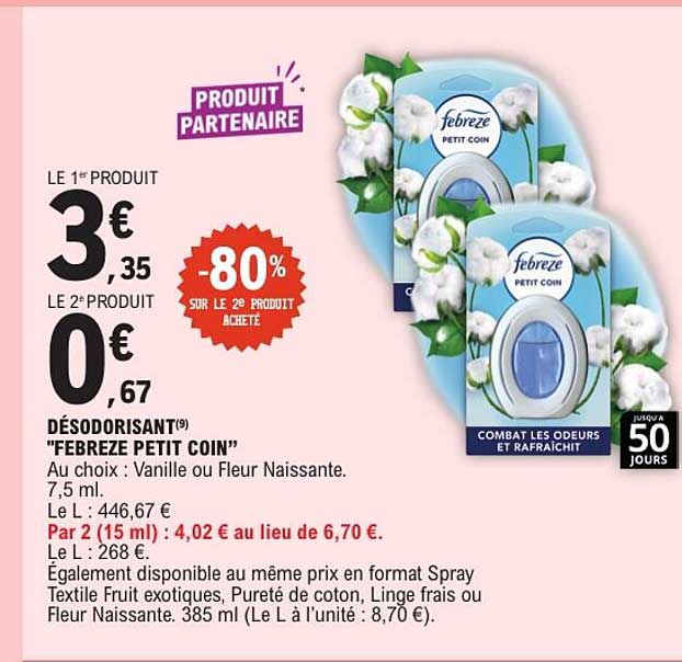 DÉSODORISANT(9) "FEBREZE PETIT COIN"