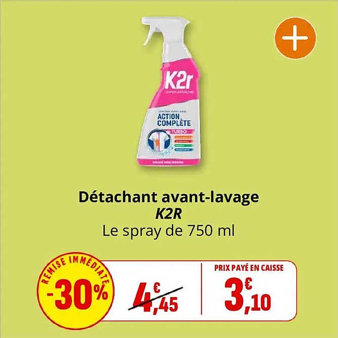Détachant avant-lavage K2R Le spray de 750 ml