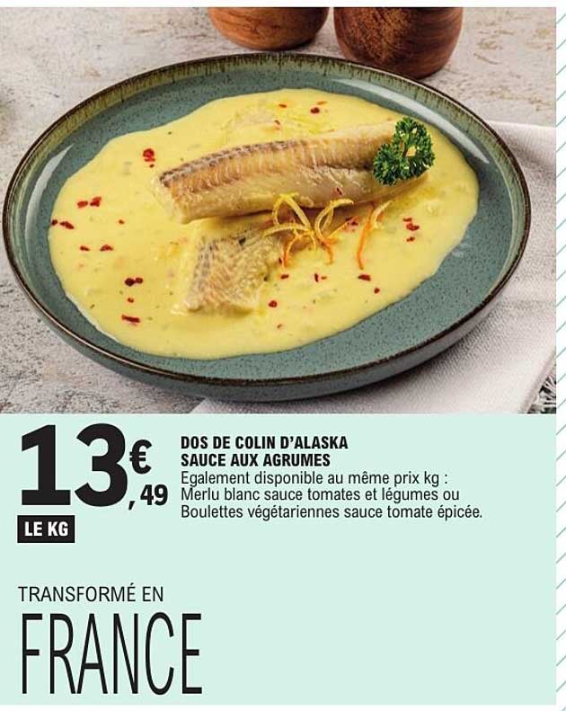 DOS DE COLIN D’ALASKA SAUCE AUX AGRUMES