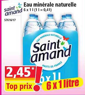 Eau minérale naturelle 6 x 1 l (1 l = 0,41)