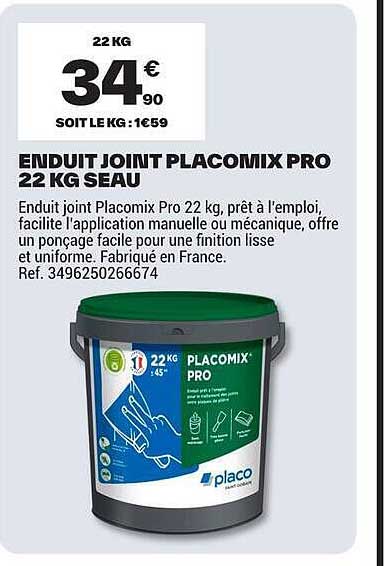 ENDUIT JOINT PLACOMIX PRO 22 KG SEAU