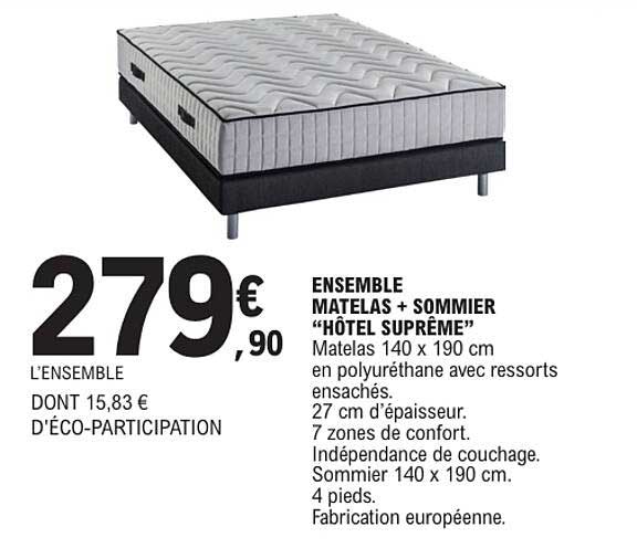 ENSEMBLE MATELAS + SOMMIER “HÔTEL SUPRÊME”