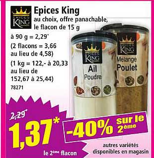 Epices King au choix, offre panachable, le flacon de 15 g