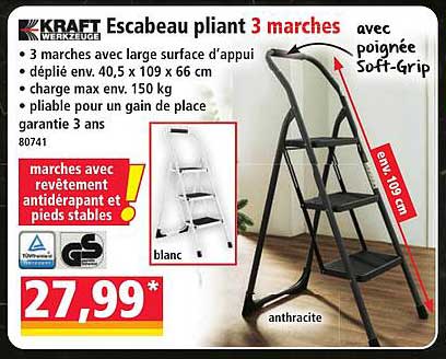 Escabeau pliant 3 marches