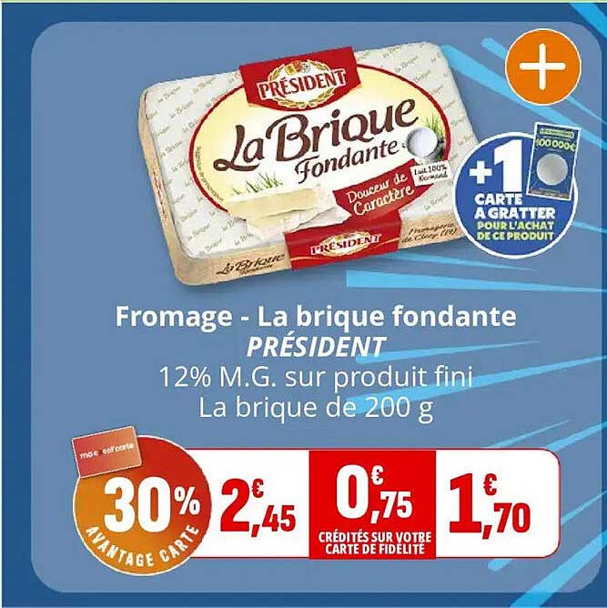 Fromage - La brique fondante PRÉSIDENT 12% M.G. sur produit fini La brique de 200 g