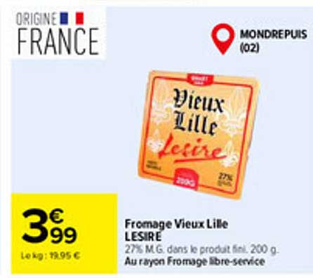 Fromage Vieux Lille LESIRE