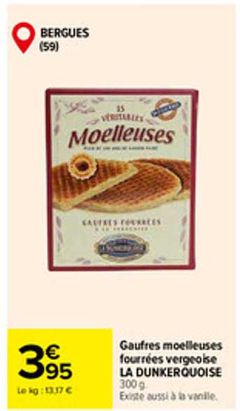 Gaufres moelleuses fourrées vergeoise LA DUNKERQUOISE