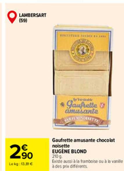 Gaufrette amusante chocolat noisette EUGÈNE BLOND