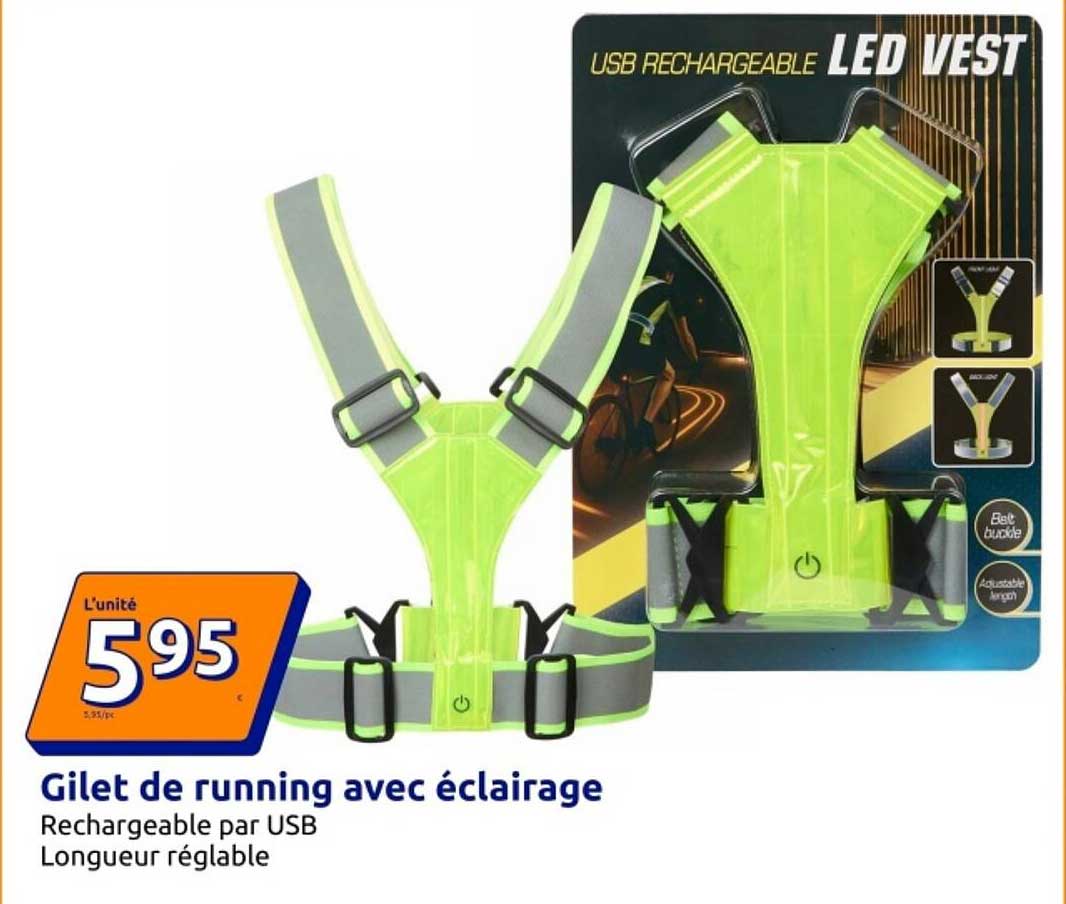 Gilet de running avec éclairage