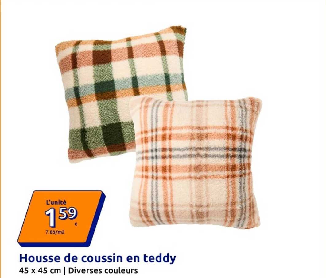 Housse de coussin en teddy