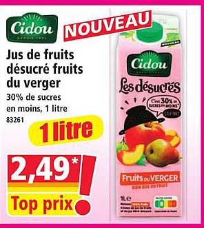 Jus de fruits désucré fruits du verger