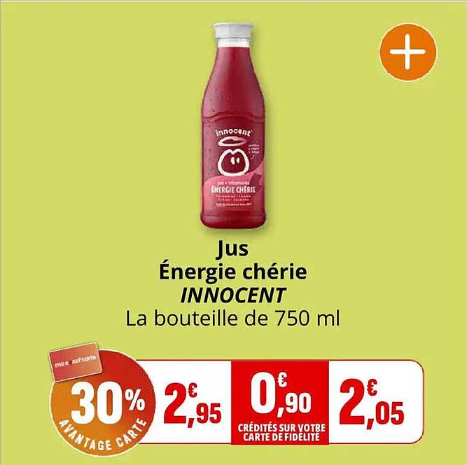 Jus Énergie chérie INNOCENT La bouteille de 750 ml