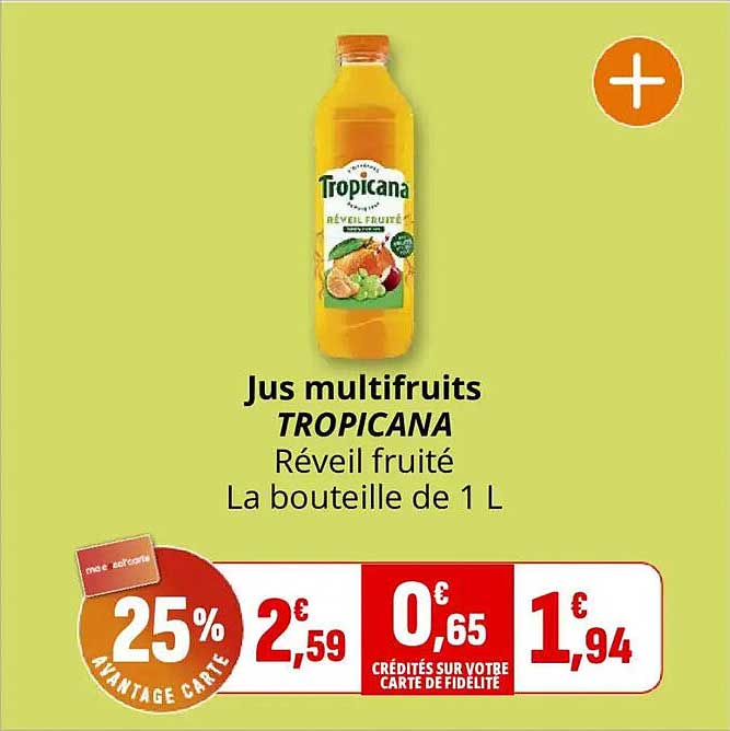 Jus multifruits TROPICANA Réveil fruité La bouteille de 1 L