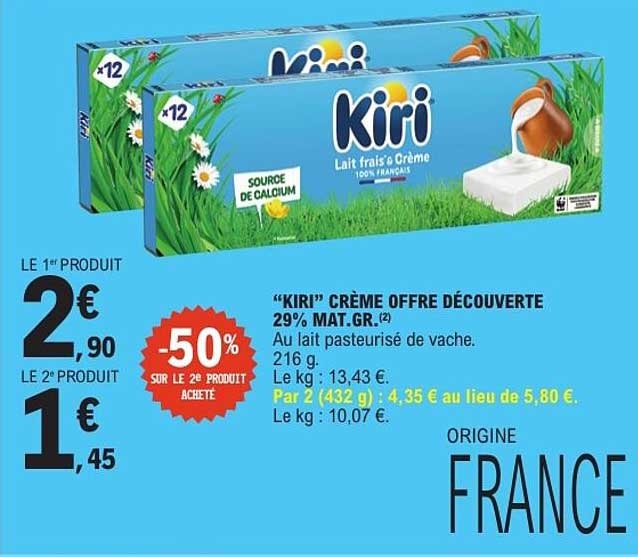 KIRI CRÈME OFFRE DÉCOUVERTE 29% MAT.GR.²