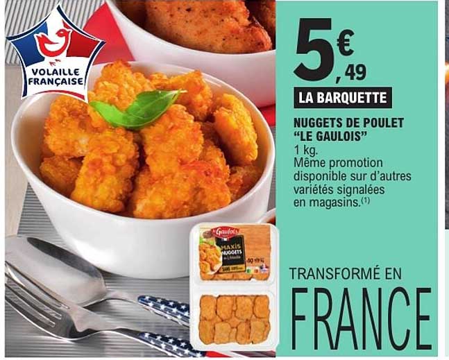 LA BARQUETTE NUGGETS DE POULET "LE GAULOIS" 1 kg.