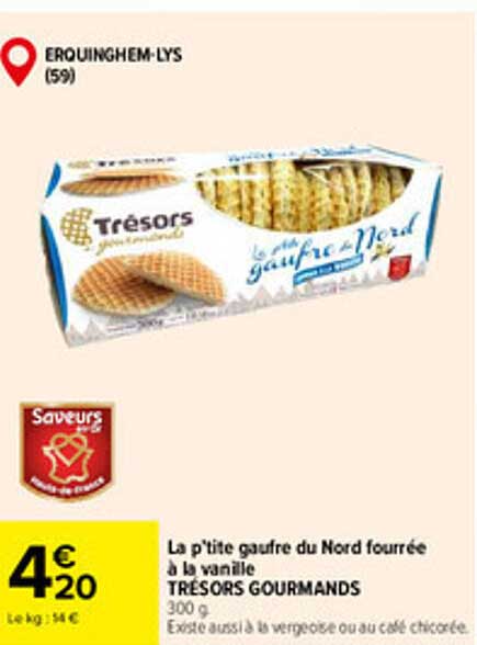 La p'tite gaufre du Nord fourrée à la vanille TRÉSORS GOURMANDS 300 g