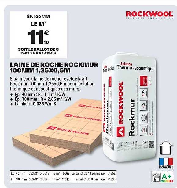 LAINE DE ROCHE ROCKMUR 100MM 1,35X0,6M