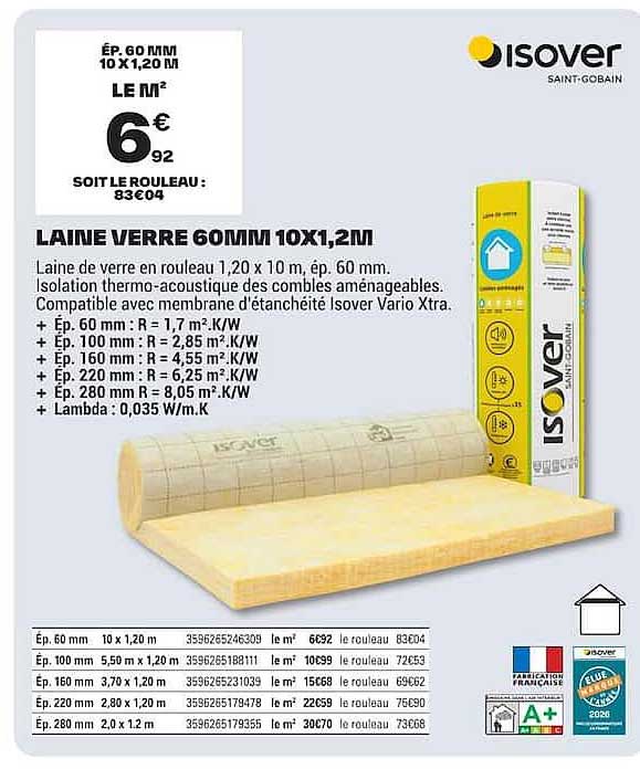 LAINE VERRE 60MM 10X1,2M